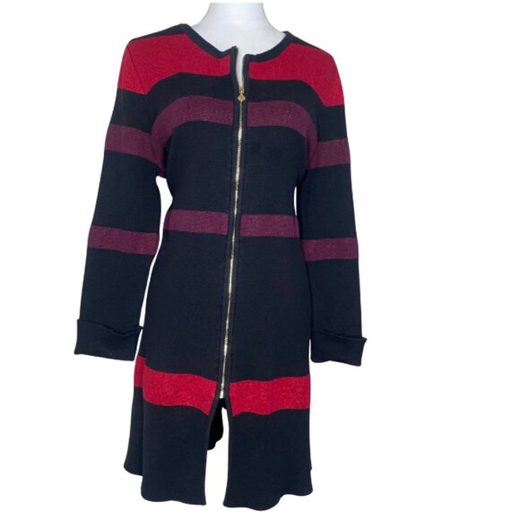 Anne Klein Women's Colorblock Zip Up Long Sleeve Sweater Dress Business Sz XL - Picture 1 of 10